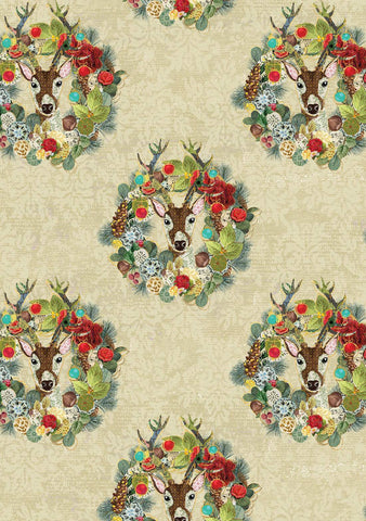 Christmas Magic Digital Joyful Wreaths By Kelly Rae Roberts For Benartex Digital Cream