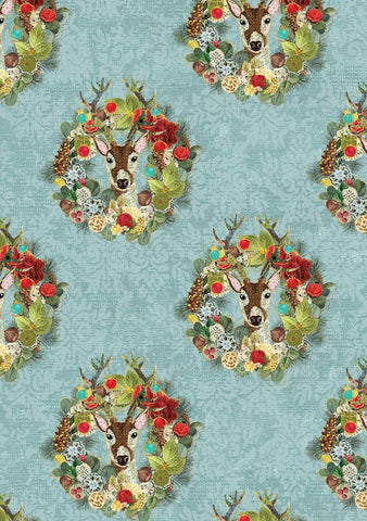 Christmas Magic Digital Joyful Wreaths By Kelly Rae Roberts For Benartex Digital Turquoise