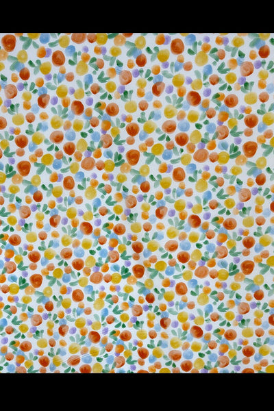 Citrus Dots Stretch Poplin White / Orange