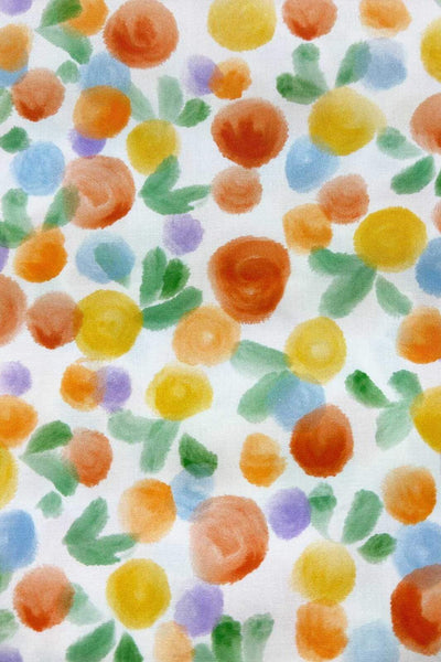 Citrus Dots Stretch Poplin White / Orange