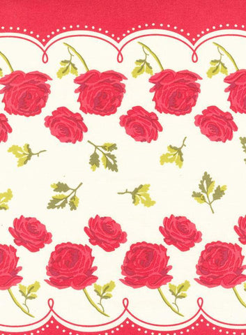 Classic Retro Tea Towelling Roses Are Red By Stacy Iest Hsu For Moda Multi