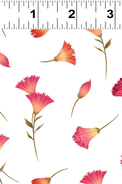 Clothworks Canto Flower Buds White