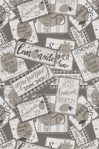 Clothworks Lemonade Sign Collage Cream  / Taupe