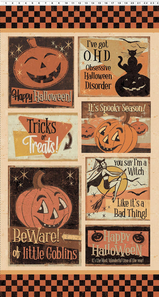 Clothworks Retro Halloween Panel Multi