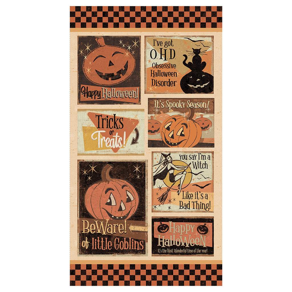 Clothworks Retro Halloween Panel Multi