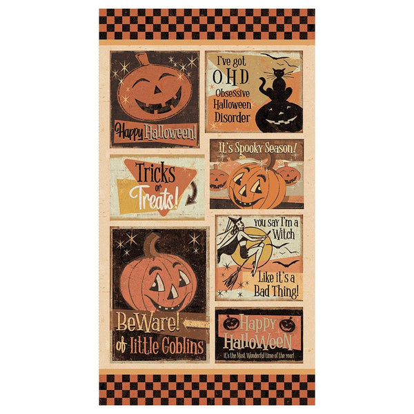 Clothworks Retro Halloween Panel Multi