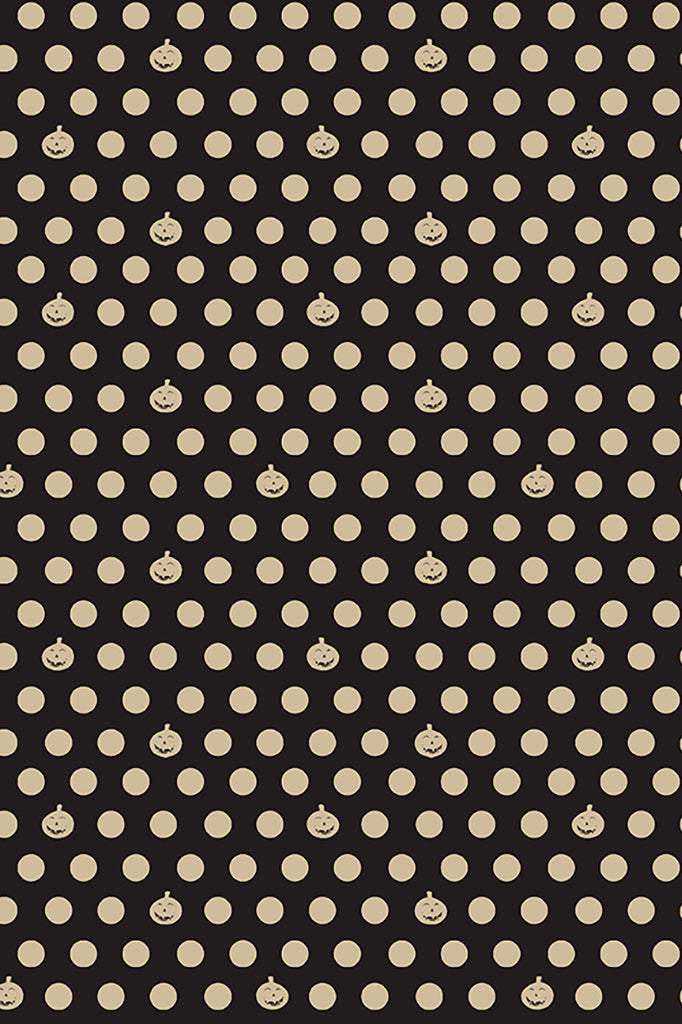 Clothworks Retro Halloween Pumpkin Dot Black