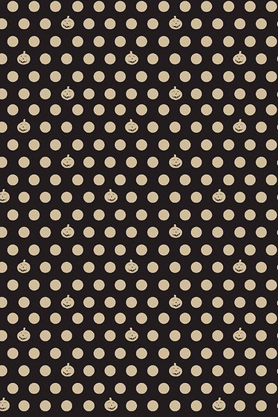 Clothworks Retro Halloween Pumpkin Dot Black