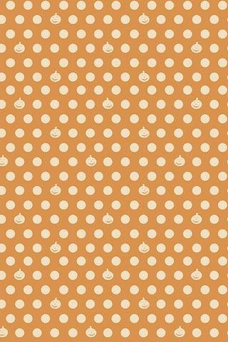 Clothworks Retro Halloween Pumpkin Dot Dark Gold
