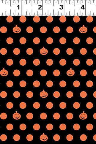 Clothworks Retro Halloween Pumpkin Dot Orange
