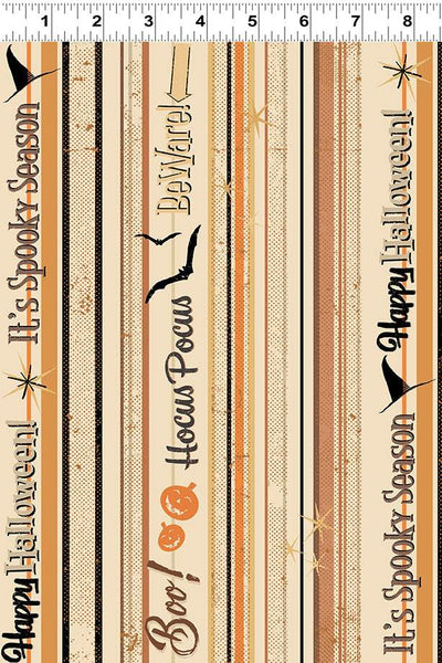 Clothworks Retro Halloween Spooky Stripe Cream