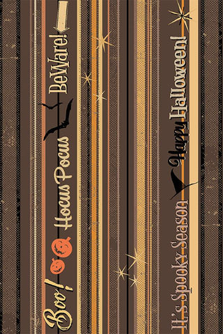 Clothworks Retro Halloween Spooky Stripe Dark Taupe