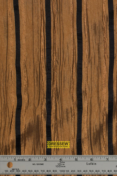 Cognac Crinkle Stripe Taffeta Copper / Black