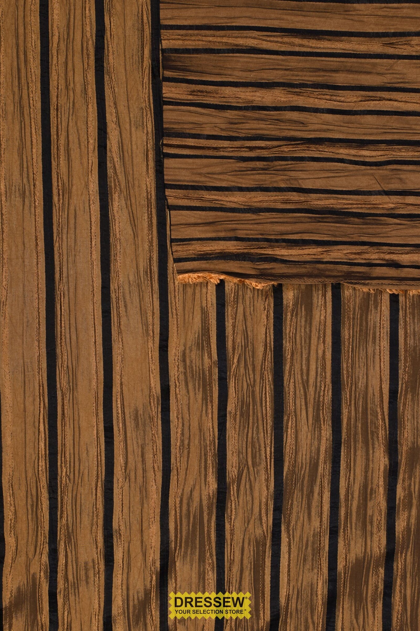 Cognac Crinkle Stripe Taffeta Copper / Black