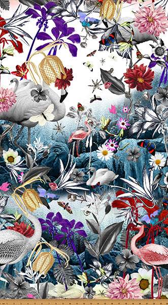 Concrete Jungle Border Print Spectrum By Hoffman Flamingo