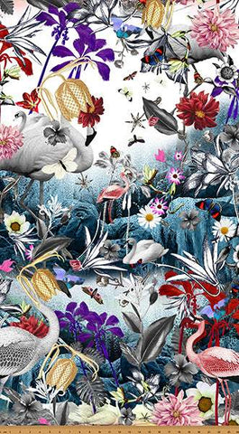 Concrete Jungle Border Print Spectrum By Hoffman Flamingo