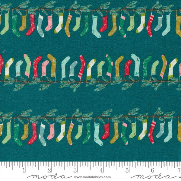 Cozy Wonderland Stocking Stripe By Fancy That Design House For Moda Teal