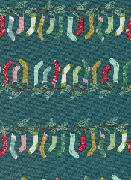 Cozy Wonderland Stocking Stripe By Fancy That Design House For Moda Teal