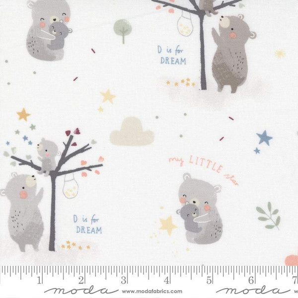 D Is For Dream Baby Bears By Paper + Cloth For Moda White