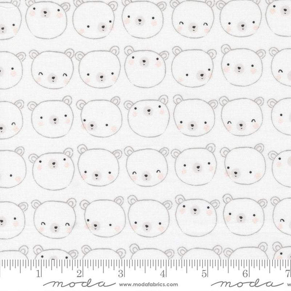 D Is For Dream Bear Face By Paper + Cloth For Moda White