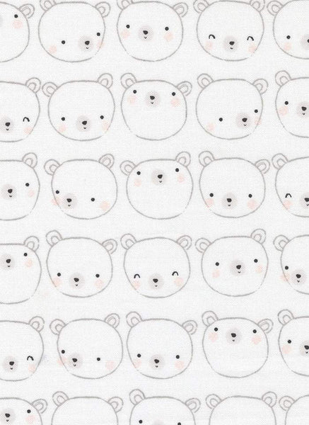 D Is For Dream Bear Face By Paper + Cloth For Moda White