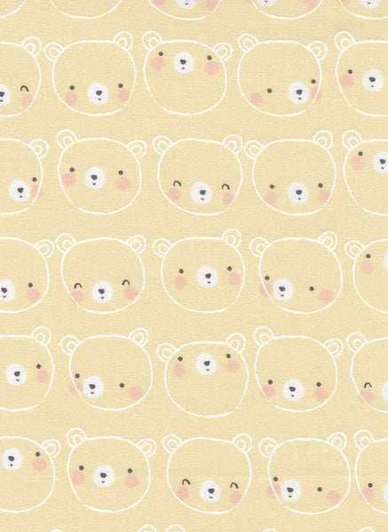 D Is For Dream Bear Face By Paper + Cloth For Moda Yellow