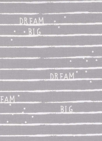 D Is For Dream Dream Big Stripe By Paper + Cloth For Moda Dark Grey