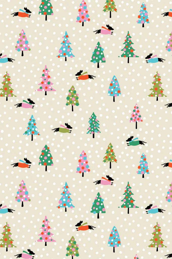 Dachshund In The Snow Flannel Cream