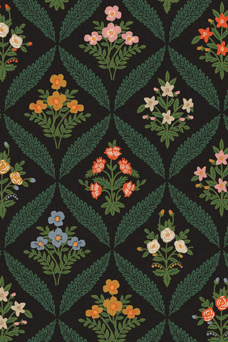 Dahlia Canvas Estee Garden By Rifle Paper Co. For Cotton + Steel Fabrics Black / Multi
