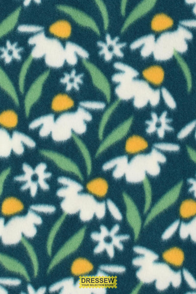 Daisy Polar Fleece White / Dark Teal