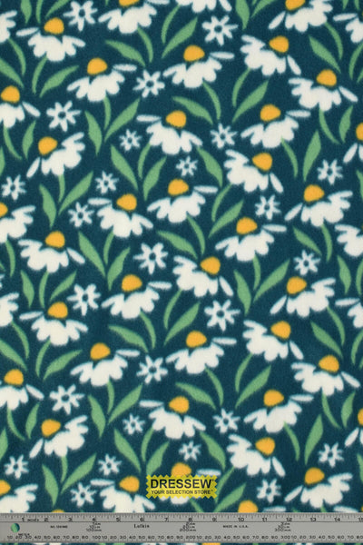 Daisy Polar Fleece White / Dark Teal