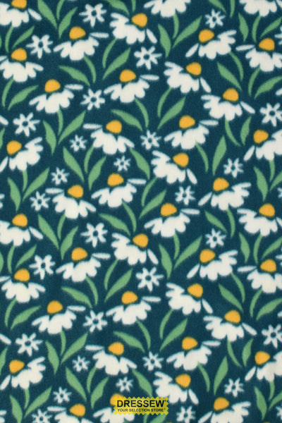 Daisy Polar Fleece White / Dark Teal