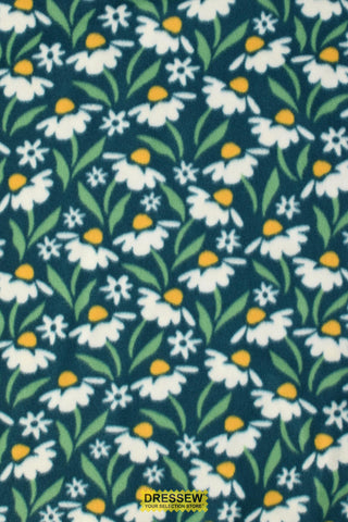 Daisy Polar Fleece White / Dark Teal