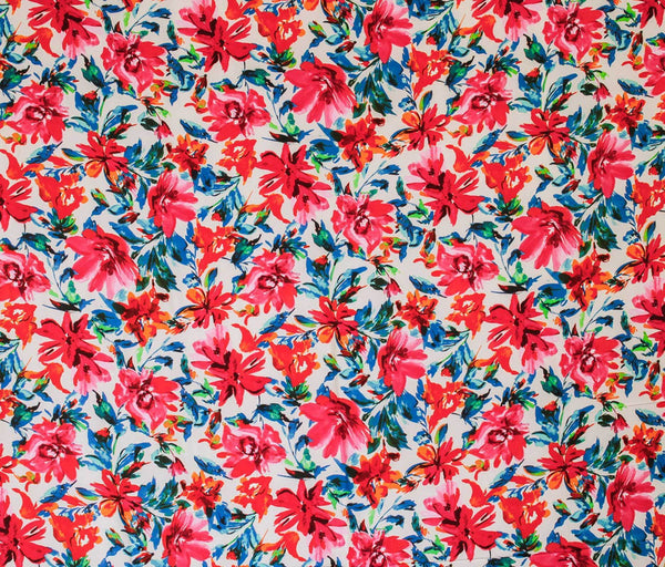 Dali Floral Bloom Poplin Ecru / Fuchsia / Royal