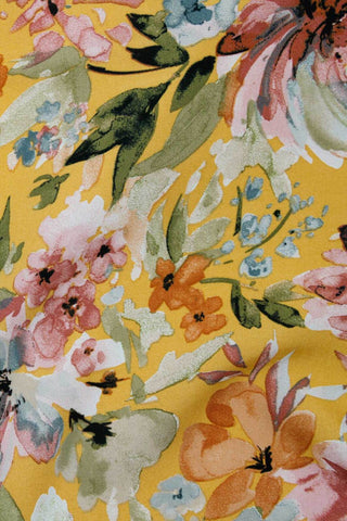 Dali Flower Toss Poplin Ochre / Multi