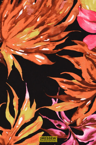 Dali Tropical Floral Poplin Black / Multi