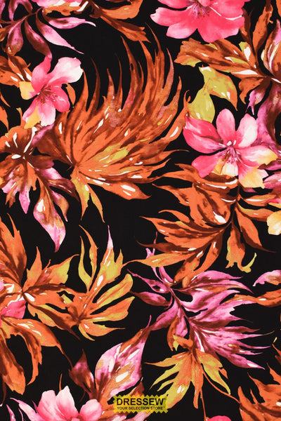 Dali Tropical Floral Poplin Black / Multi