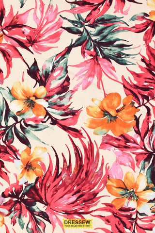 Dali Tropical Floral Poplin Ivory / Multi