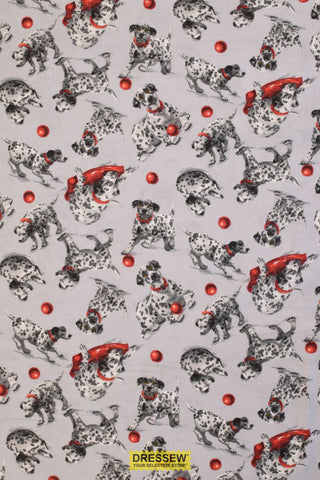 Dalmatians Flannel Light Grey / Red