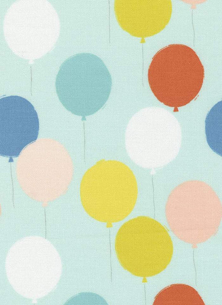 Delivered With Love Balloons By Paper & Cloth For Moda Light Aqua