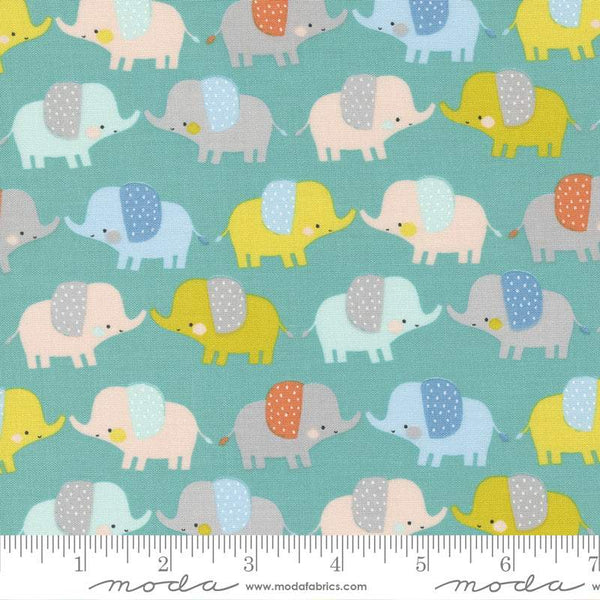 Delivered With Love Elephants By Paper & Cloth For Moda Aqua