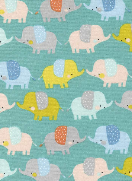 Delivered With Love Elephants By Paper & Cloth For Moda Aqua