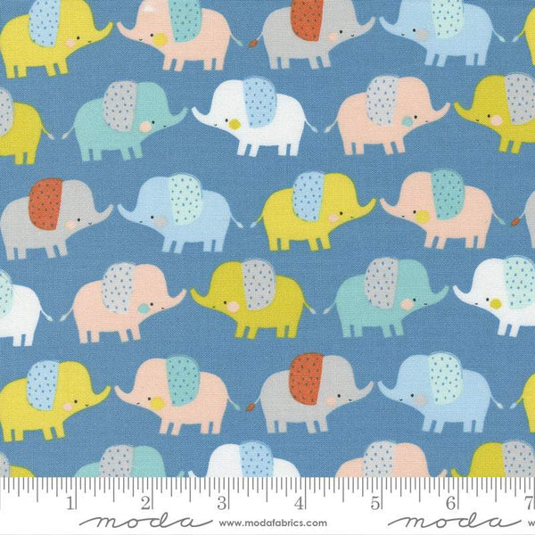 Delivered With Love Elephants By Paper & Cloth For Moda Blue