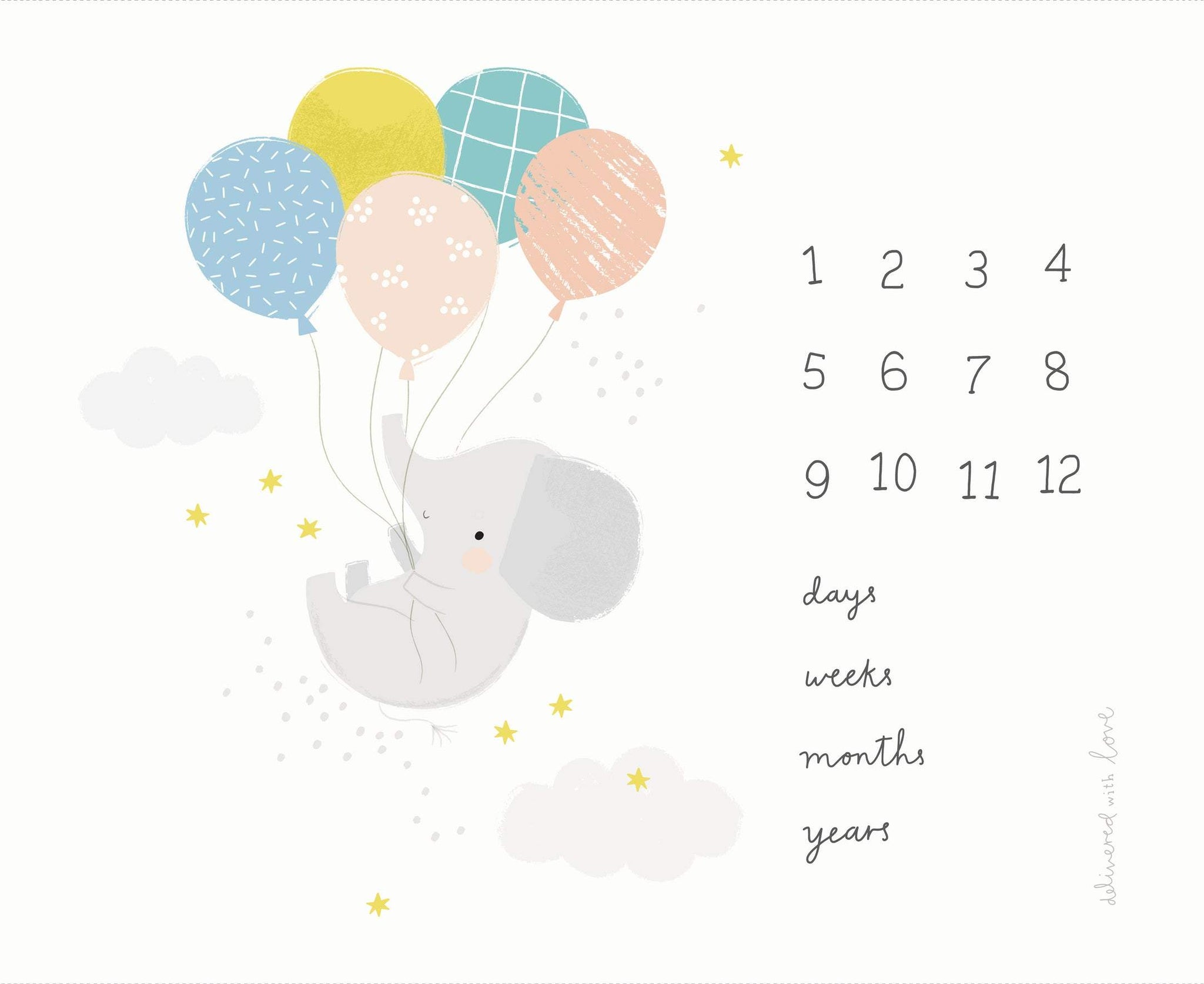 Delivered With Love Milestone Panel By Paper & Cloth For Moda Cloud