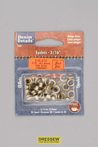 Denim Details Eyelets 3/16" Antique Brass