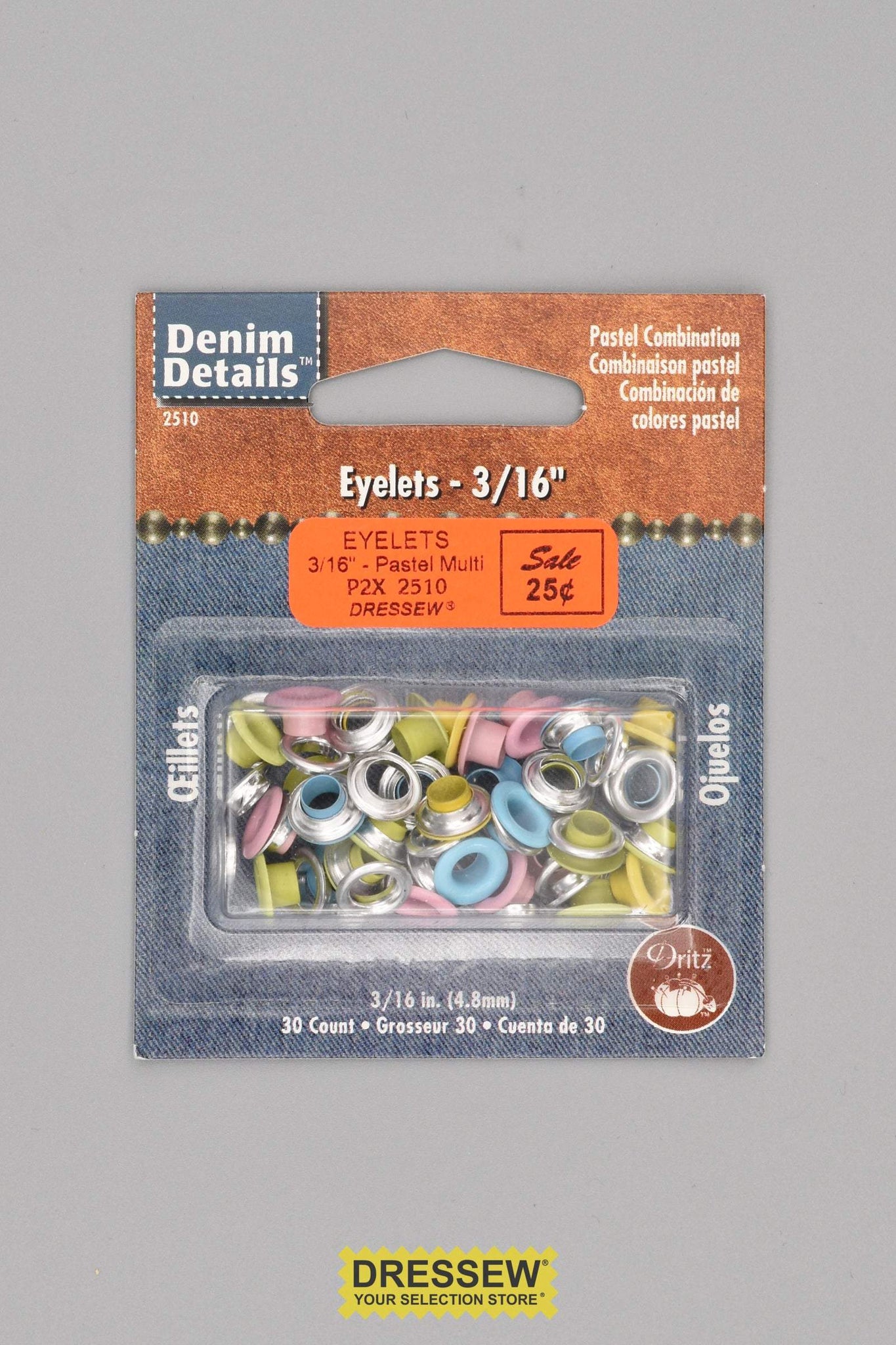 Denim Details Eyelets 3/16" Pastel Multi