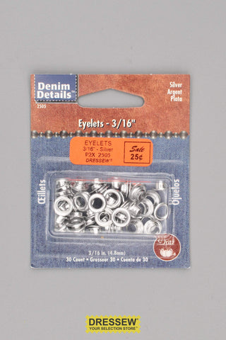 Denim Details Eyelets 3/16" Silver
