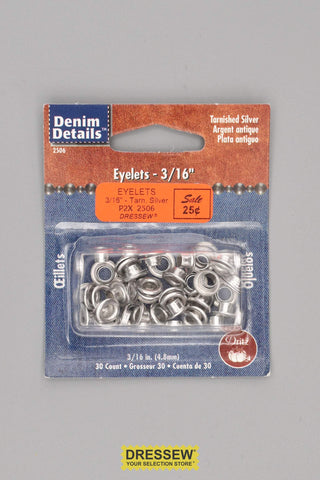 Denim Details Eyelets 3/16" Tarnished Silver
