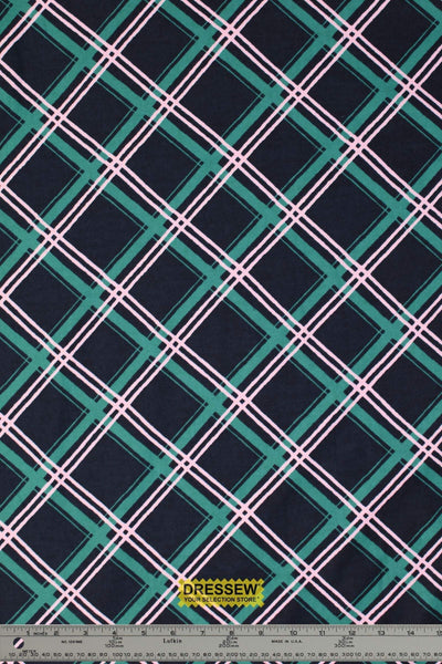 Diagonal Plaid Flannelette Navy / Emerald / Pink
