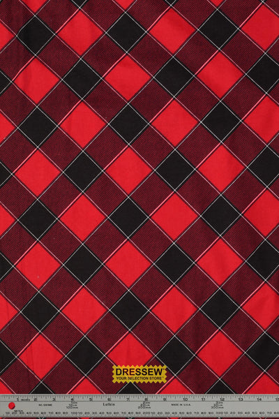 Diagonal Plaid Flannelette Red / Black